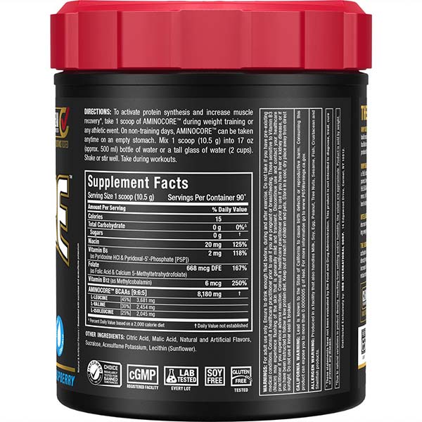 Allmax Aminocore: BCAA Supplement Powder Blue Raspberry 90 Servings