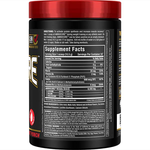 Allmax Aminocore: BCAA Supplement Powder Fruit Punch 30 Servings