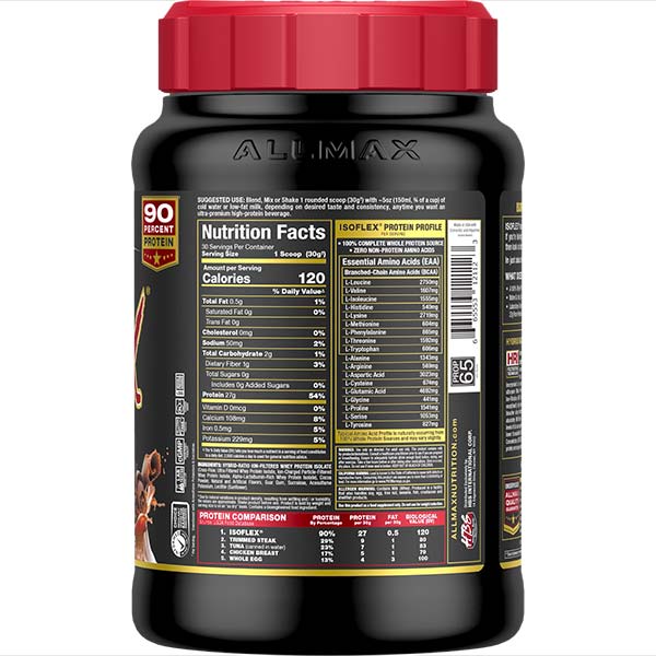 Allmax Isoflex: 100% Pure Whey Protein Isolate Powder Chocolate 2lbs