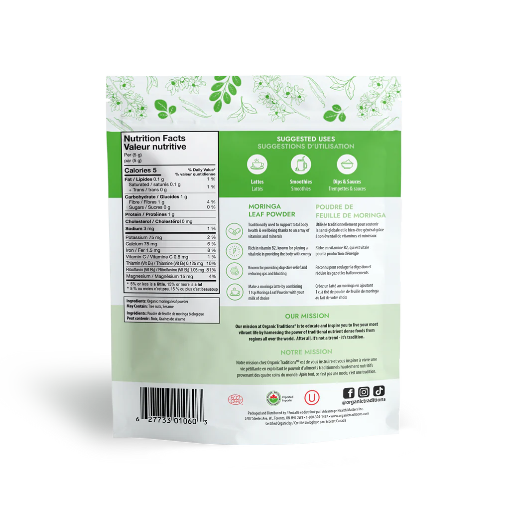 Organic Traditions Organic Moringa Leaf Powder 200 Grams
