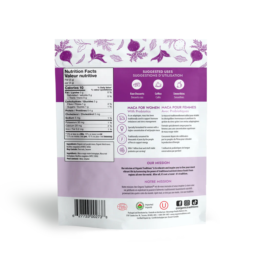 Organic Traditions Organic Maca for Women with Probiotics 150 Grams