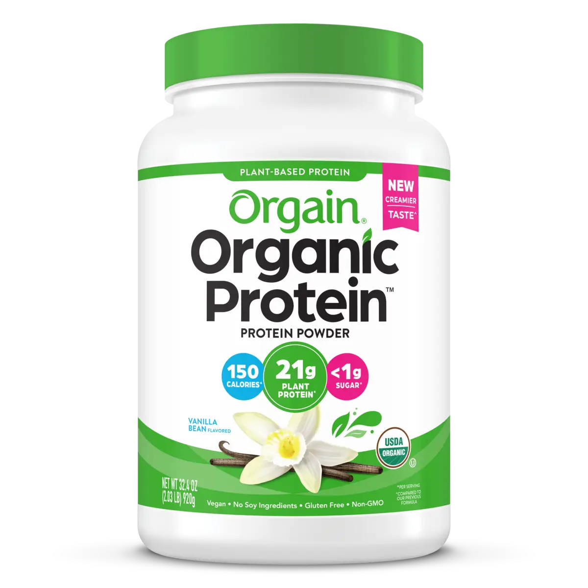 Orgain Organic Plant Based Protein Powder Vanilla Bean 920 Grams