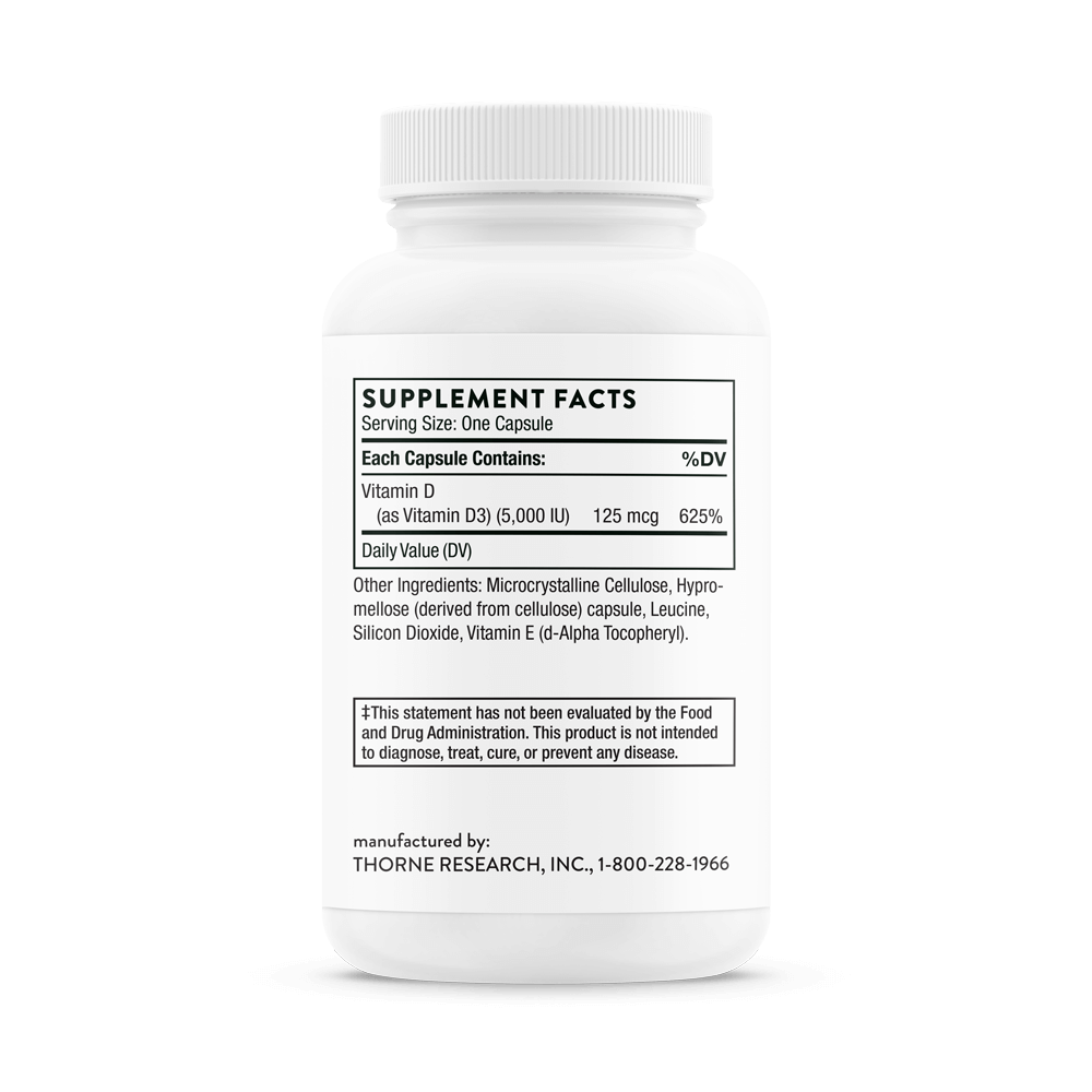 THORNE Vitamin D-5,000 60 Capsules- NSF Certified for Sport