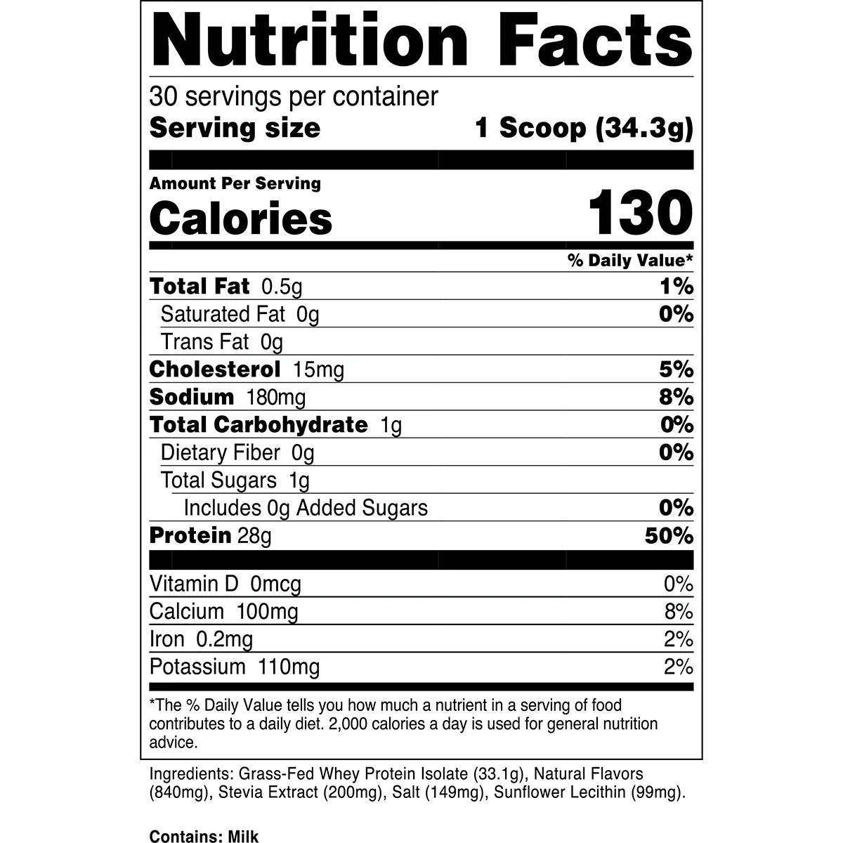 Transparent Labs 100% Grass-Fed Whey Protein Isolate 30 Servings French Vanilla