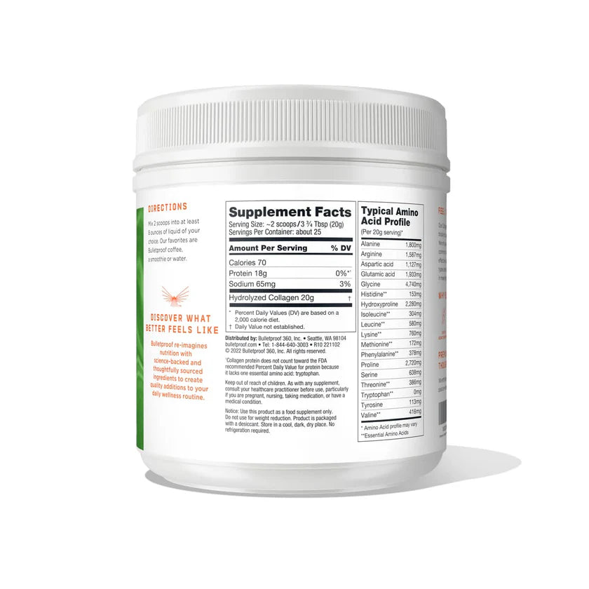 Bulletproof Collagen Peptides Unflavoured 17.6 oz