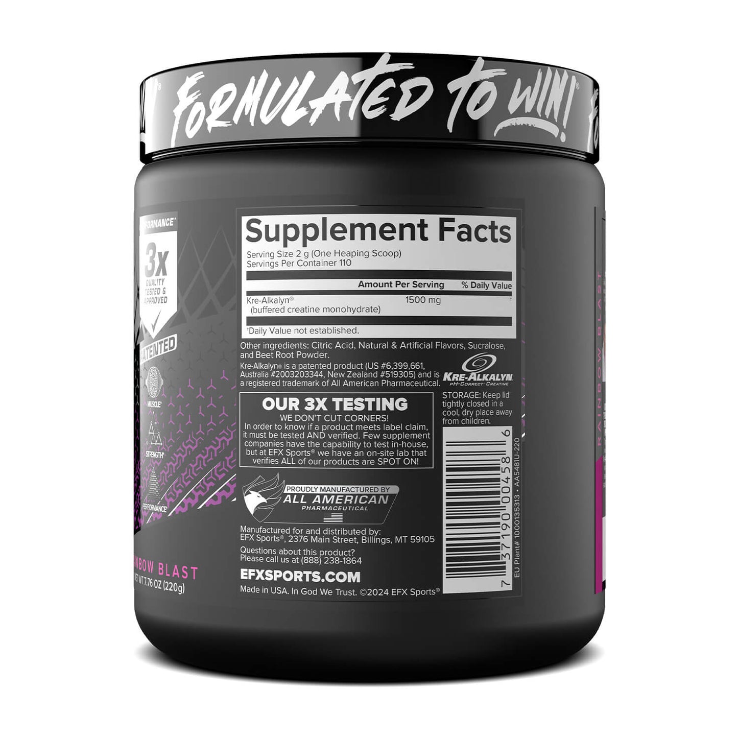 EFX Sports Kre-Alkalyn EFX Creatine Powder Rainbow Blast 220g