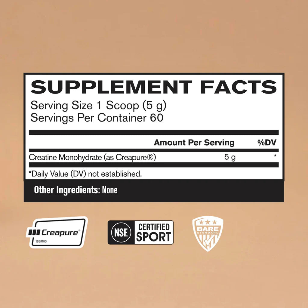 Bare Performance Nutrition Creatine Monohydrate Unflavoured 60 Servings