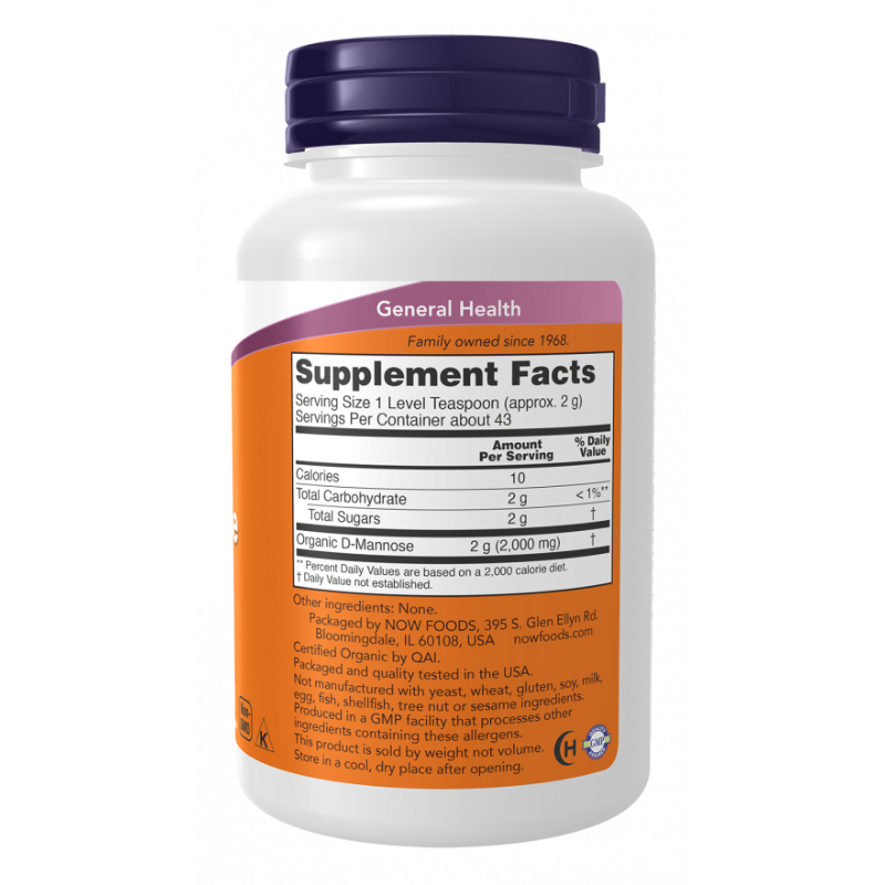 NOW D-Mannose Organic Pure Powder 3 oz
