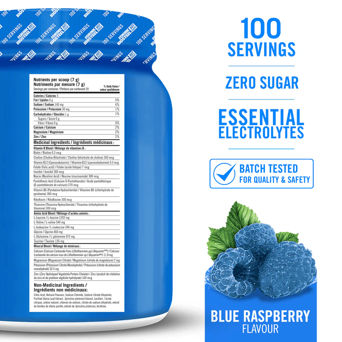 Biosteel Hydration Mix Blue Raspberry 100 Servings