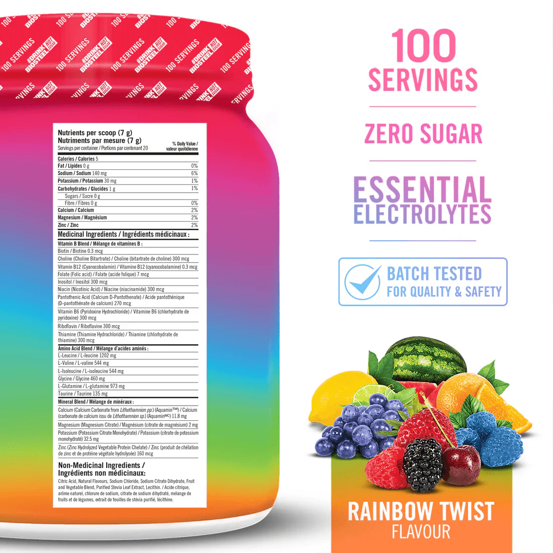 Biosteel Hydration Mix Rainbow Twist 100 Servings