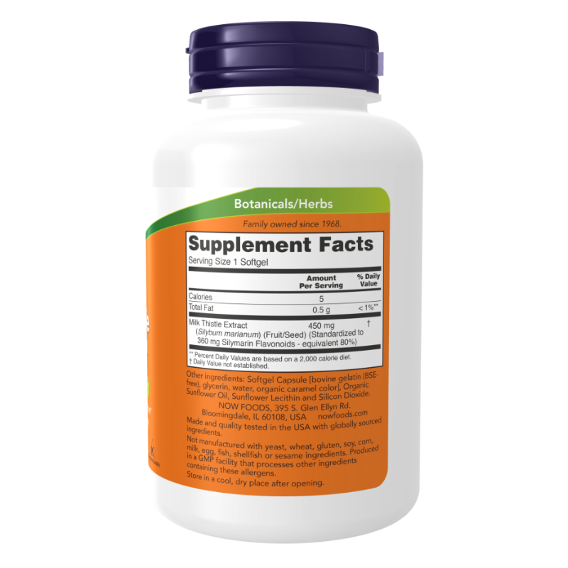 NOW Milk Thistle Extract Extra Strength 450 mg 120 Softgels
