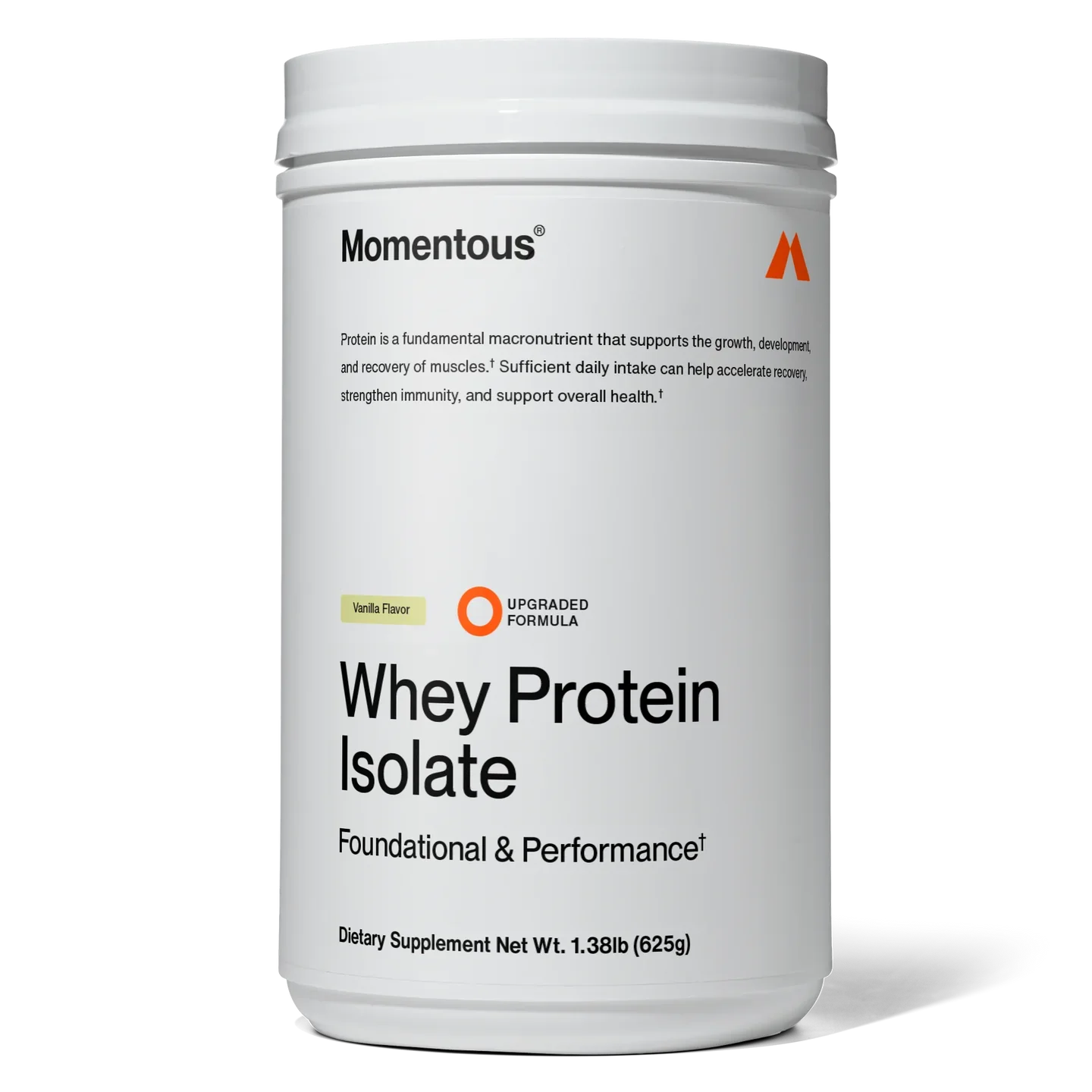 Momentous Grass Fed Whey Protein Isolate Powder Vanilla 25 Servings