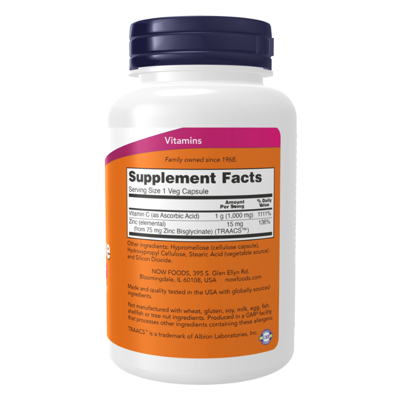 NOW C-1000 Zinc Immune 90 Capsules