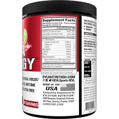 EVLution Nutrition BCAA Energy Cherry Limeade 30 Servings