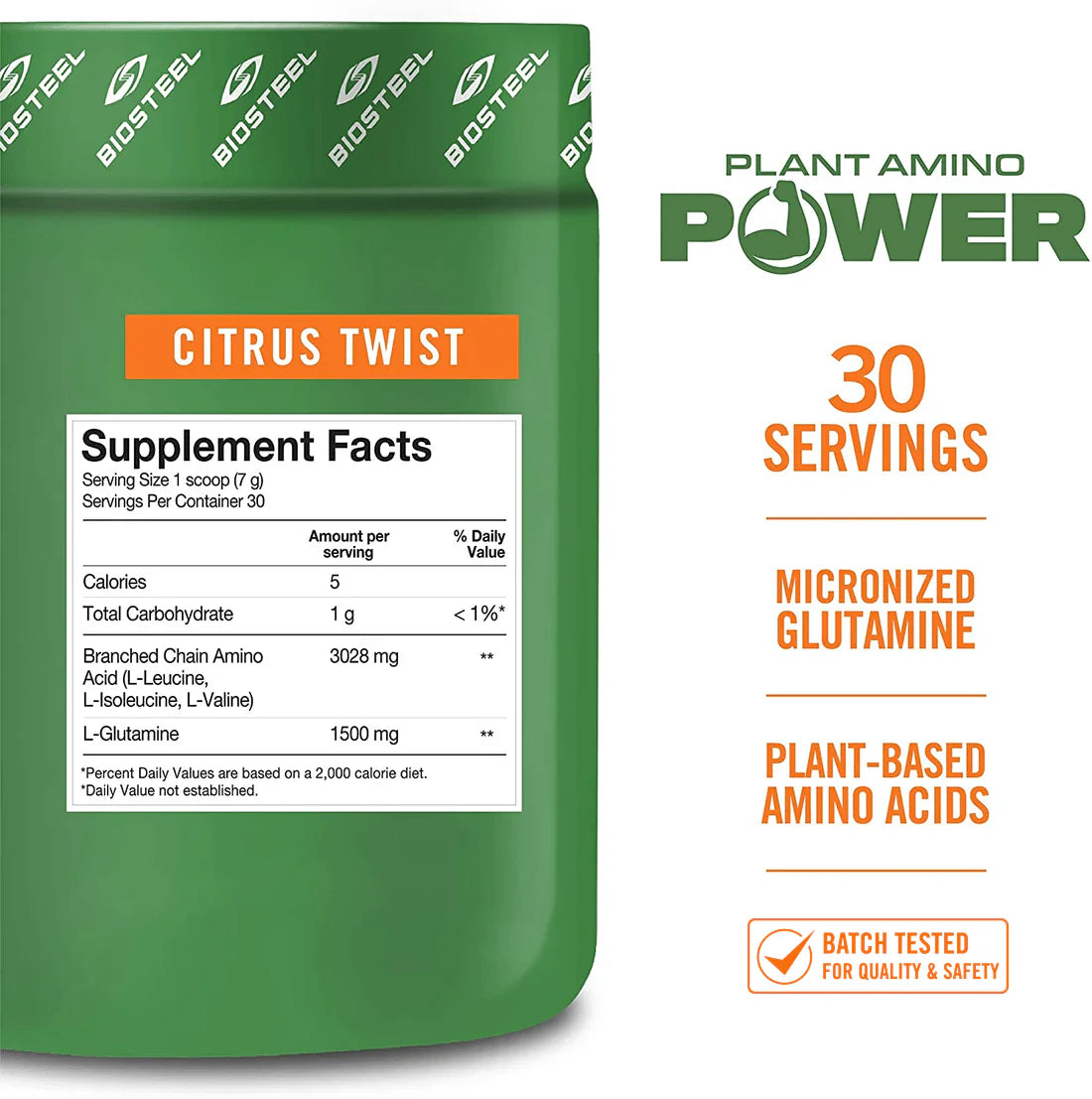 Biosteel Plant Amino Power BCAA+ Citrus Twist 30 Servings