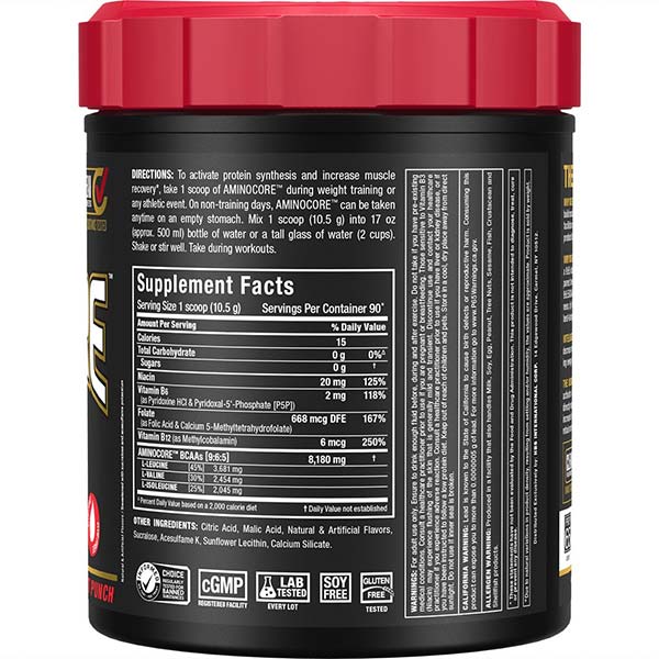 Allmax Aminocore: BCAA Supplement Powder Fruit Punch 90 Servings