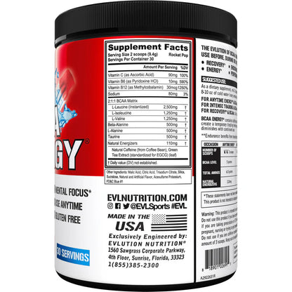 EVLution Nutrition BCAA Energy Rocket Pop 30 Servings