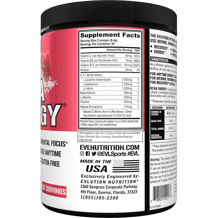 EVLution Nutrition BCAA Energy Watermelon 30 Servings