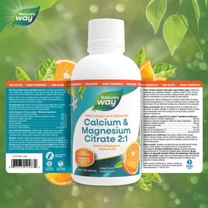 Nature's Way Calcium & Magnesium Citrate 2:1 with Vitamin K2 & Collagen Orange 500 ml