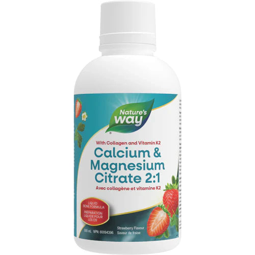 Nature's Way Calcium & Magnesium Citrate 2:1 with Vitamin K2 & Collagen Strawberry 500 ml