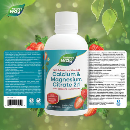 Nature's Way Calcium & Magnesium Citrate 2:1 with Vitamin K2 & Collagen Strawberry 500 ml