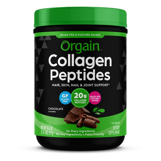 Orgain Grass Fed Pasture Raised Collagen Peptides Chocolate 521 Grams