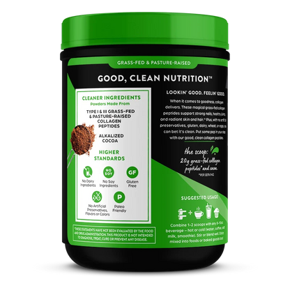 Orgain Grass Fed Pasture Raised Collagen Peptides Chocolate 521 Grams