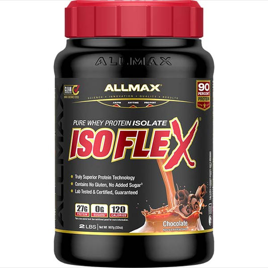 Allmax Isoflex: 100% Pure Whey Protein Isolate Powder Chocolate 2lbs
