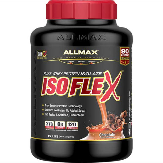 Allmax Isoflex: 100% Pure Whey Protein Isolate Powder Chocolate 5lbs