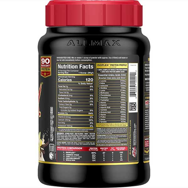 Allmax Isoflex: 100% Pure Whey Protein Isolate Powder Vanilla 2lbs