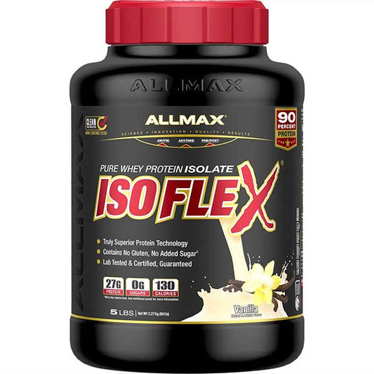 Allmax Isoflex: 100% Pure Whey Protein Isolate Powder Vanilla 5lbs