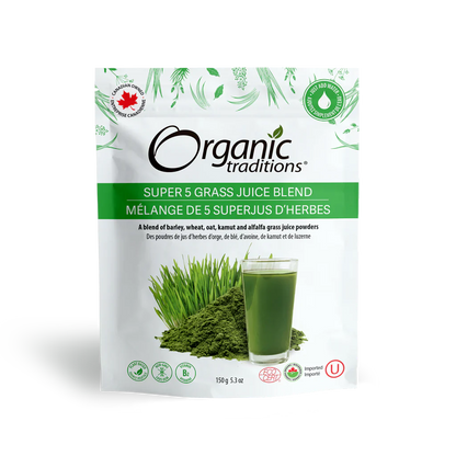 Organic Traditions Organic Super 5 Grass Juice Blend 150 Grams
