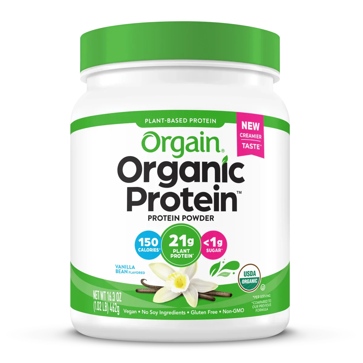 Orgain Organic Plant Based Protein Powder Vanilla Bean 462 Grams