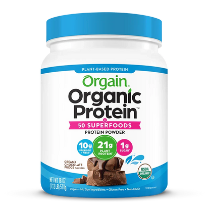 Orgain Organic Protein & Superfoods Plant Based Protein Powder Creamy Chocolate Fudge 510 Grams