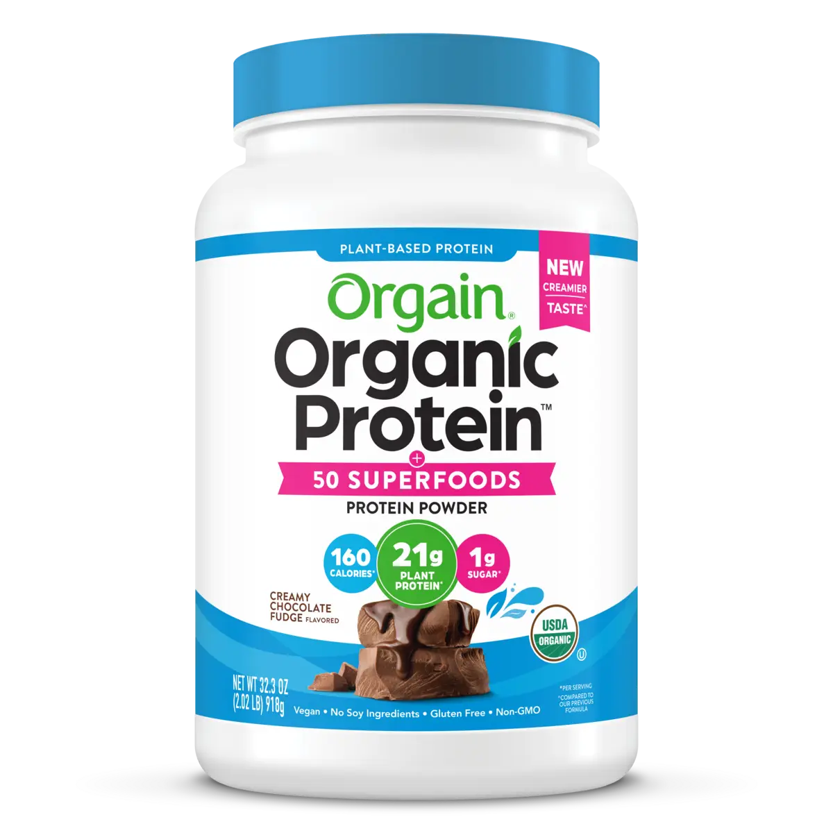 Orgain Organic Protein & Superfoods Plant Based Protein Powder Creamy Chocolate Fudge 918 Grams