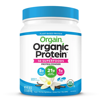 Orgain Organic Protein & Superfoods Plant Based Protein Powder Vanilla Bean 510 Grams