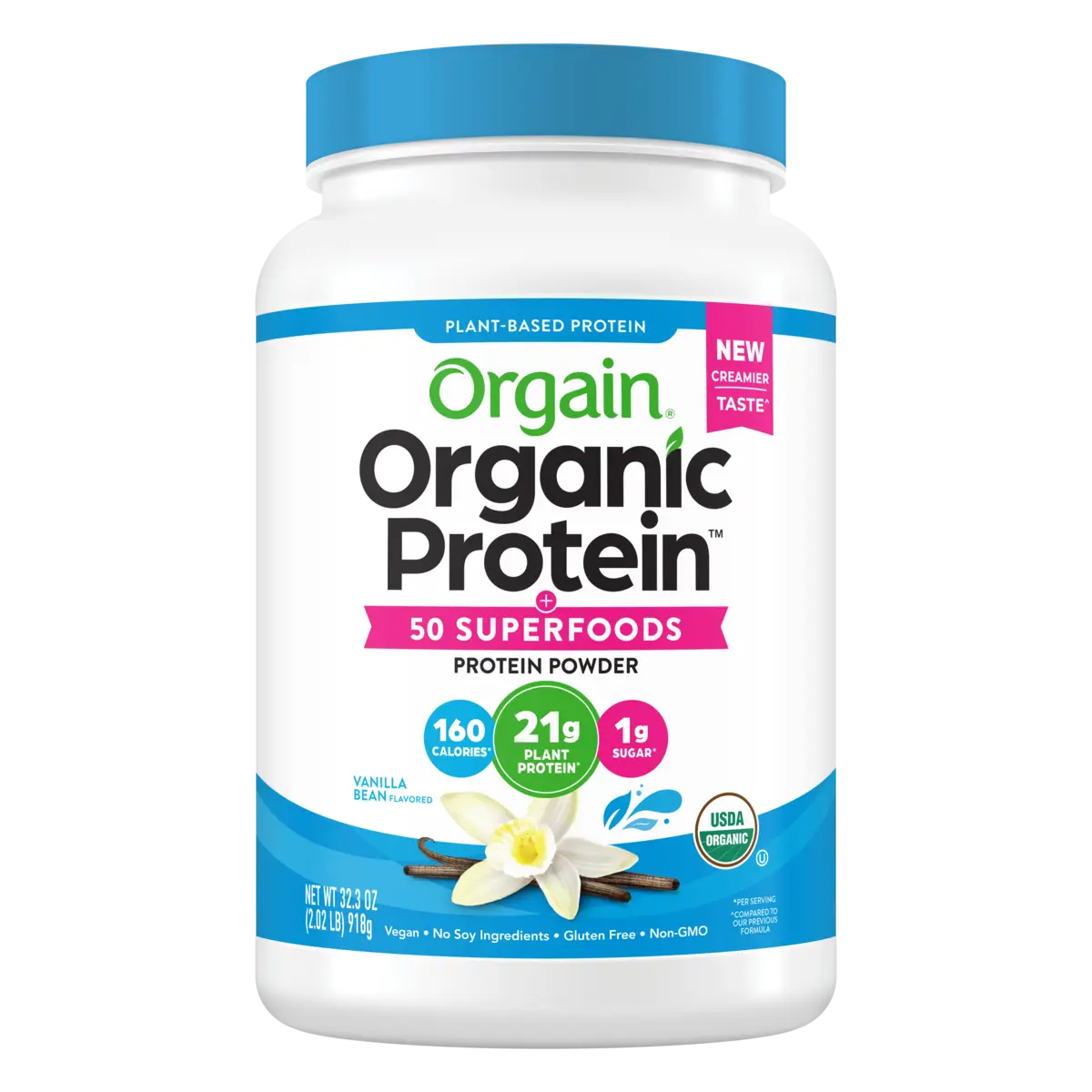 Orgain Organic Protein & Superfoods Plant Based Protein Powder Vanilla Bean 918 Grams