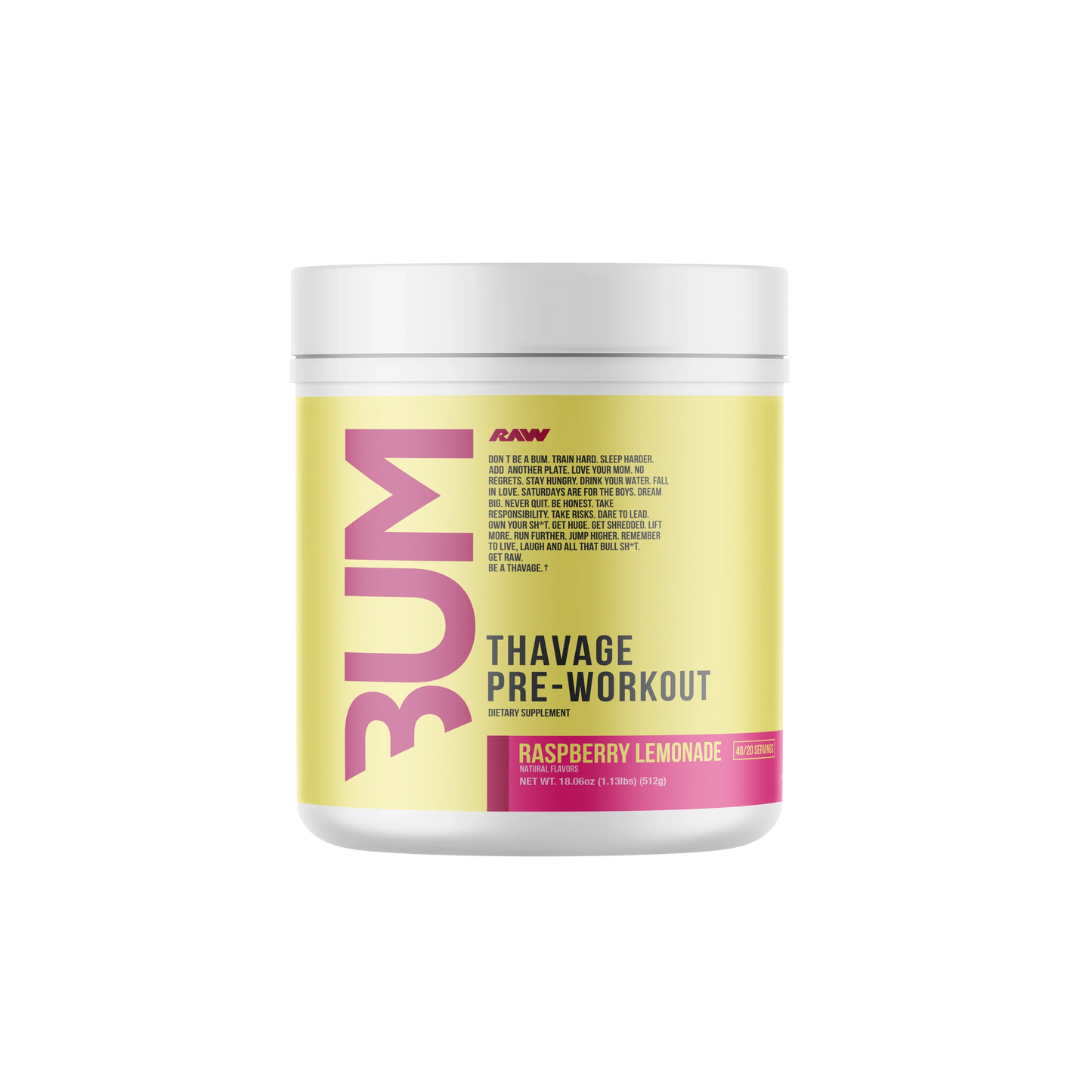 RAW Thavage Pre-Workout Raspberry Lemondae 40/20 Servings