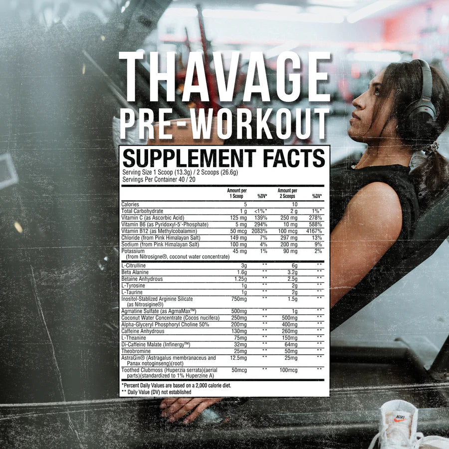 RAW Thavage Pre-Workout Raspberry Lemondae 40/20 Servings