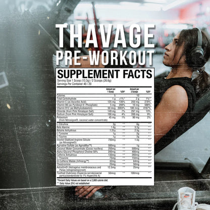 RAW Thavage Pre-Workout Raspberry Lemondae 40/20 Servings