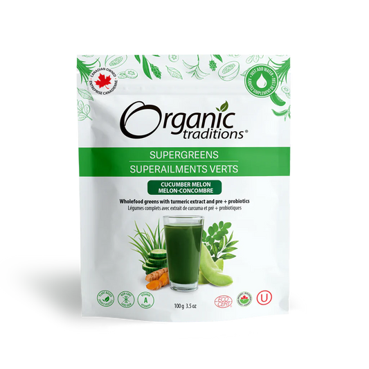 Organic Traditions Supergreens Cucumber Melon 100 Grams