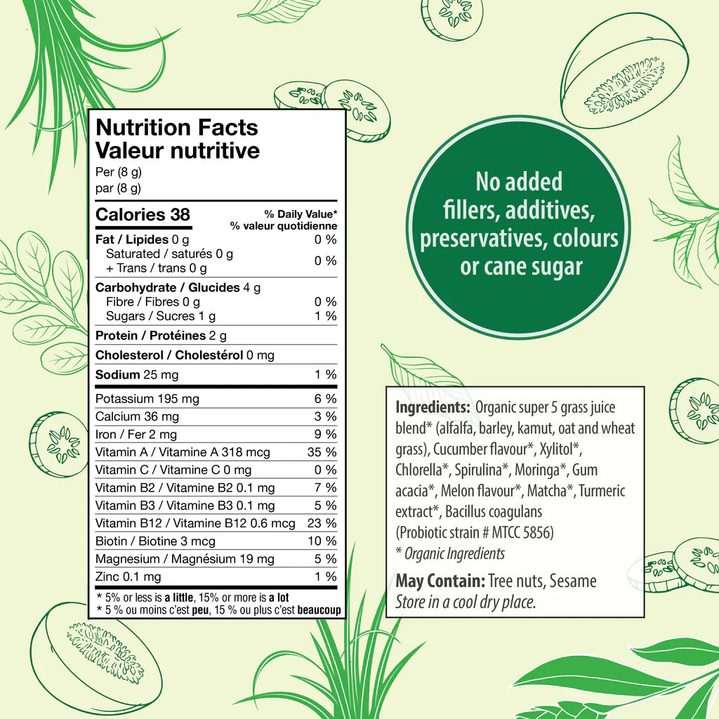 Organic Traditions Supergreens Cucumber Melon 100 Grams