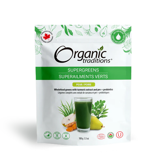 Organic Traditions Supergreens Pear 100 Grams