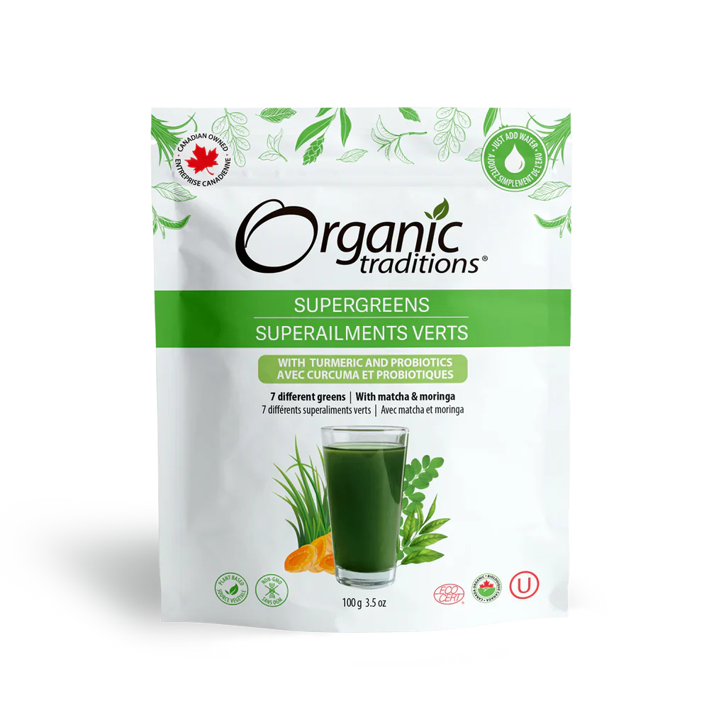 Organic Traditions Supergreens with Turmeric and Probiotics 100 Grams