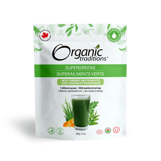 Organic Traditions Supergreens with Turmeric and Probiotics 100 Grams