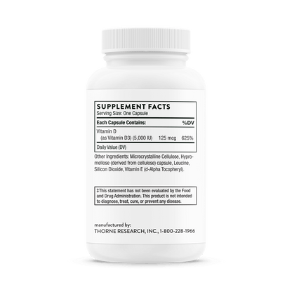 THORNE Vitamin D-5,000 60 Capsules- NSF Certified for Sport