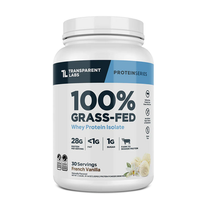 Transparent Labs 100% Grass-Fed Whey Protein Isolate 30 Servings French Vanilla