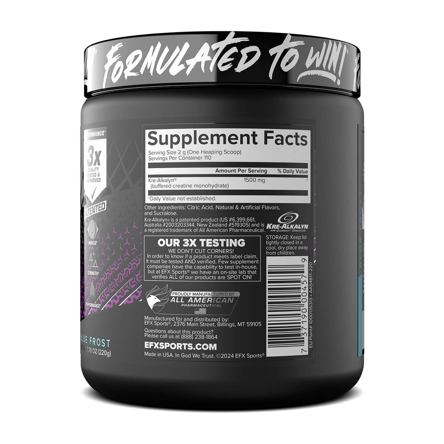 EFX Sports Kre-Alkalyn EFX Creatine Powder Blue Frost 220g