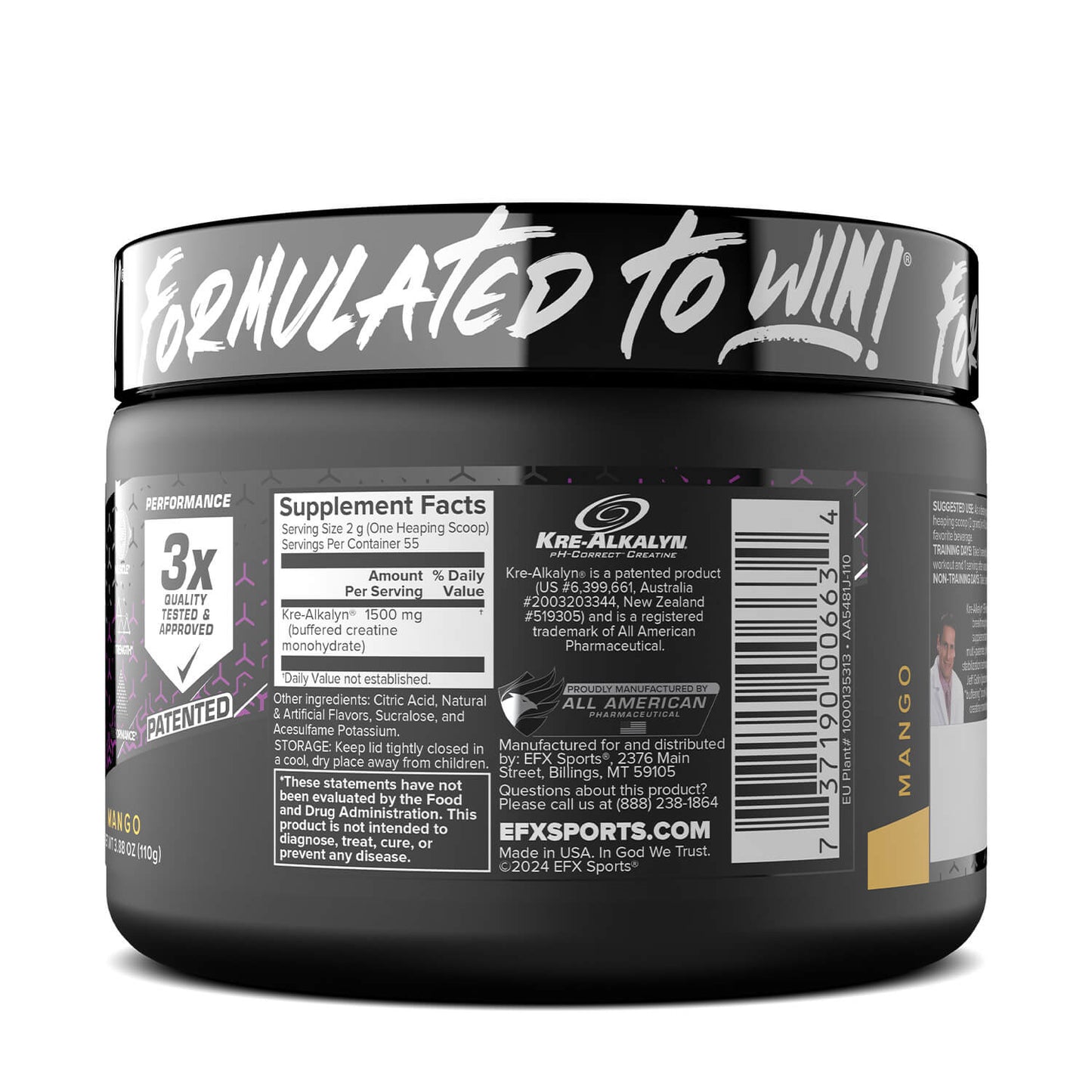 EFX Sports Kre-Alkalyn EFX Creatine Powder Mango 110g