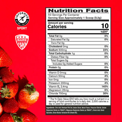 Bare Performance Nutrition Electrolytes/Hydration Drink Mix Strawberry 50 Servings